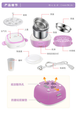 【【工厂直销 一件代发货】EZOSS意品RB2212三层不锈钢电热饭盒】价格,厂家,图片,其他厨房电器,中山美迦商贸-